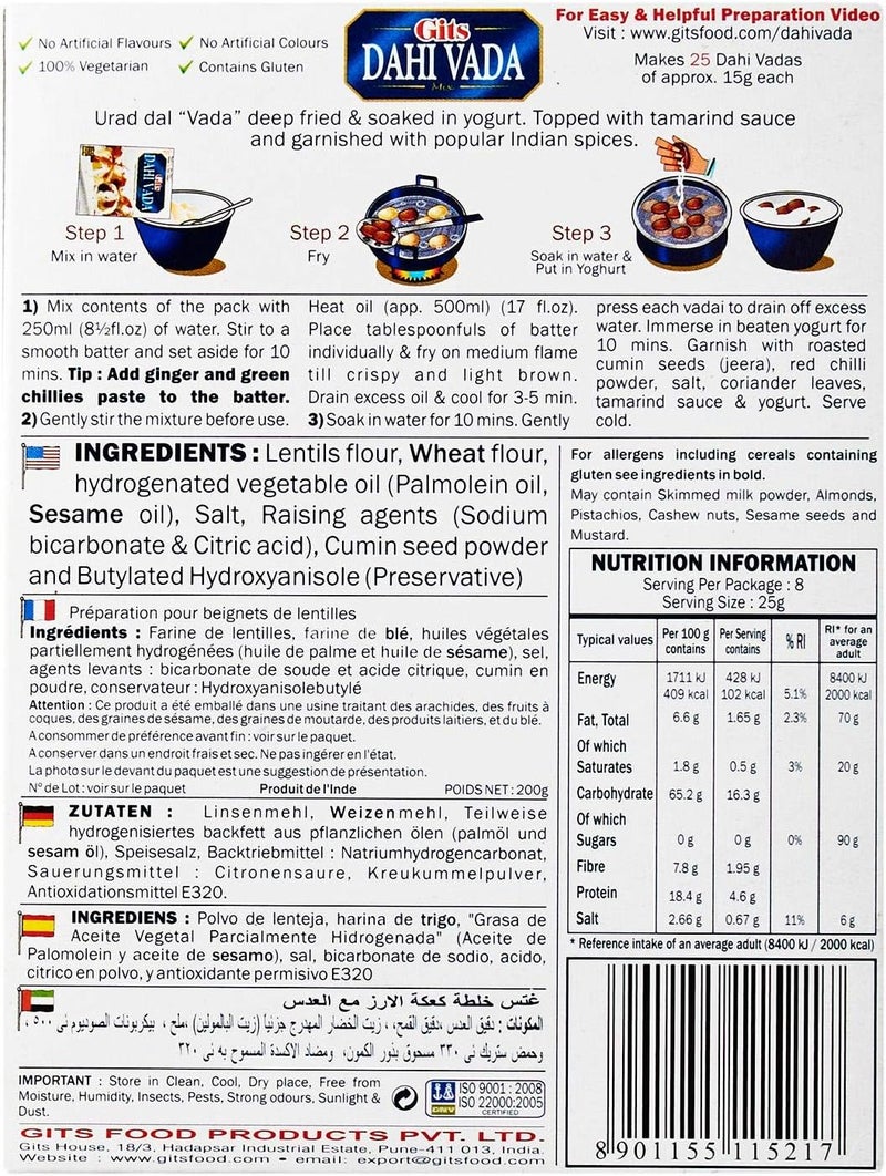 Gits Dahi Vada Mix - Ready to Cook Savory Lentil Fritter Dry Mix, 200g - Image 5